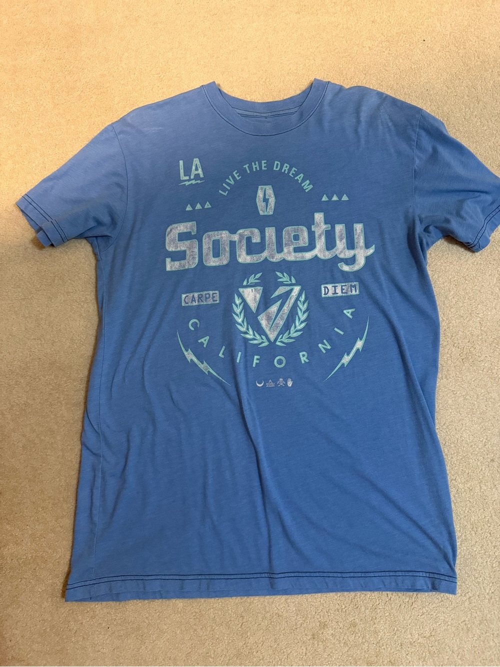 Society Blue Graphic Tee with Mint Accents